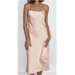NWT Aritzia Wilfred Only Square Slip Dress in Coral Blush Size Medium